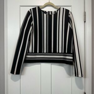 Metaphor Black and White Boxy Long Sleeve Blouse